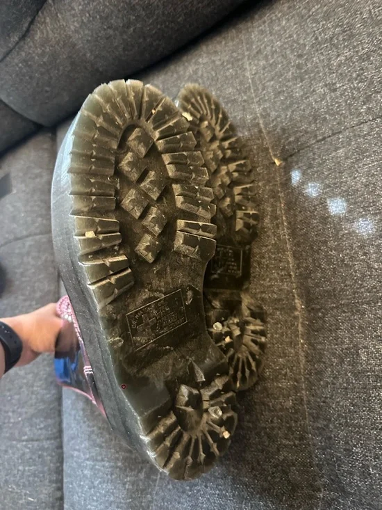 Dr. Martens Women's Metallic Burgundy Black Platform Combat Boots - Picture 6 of 6